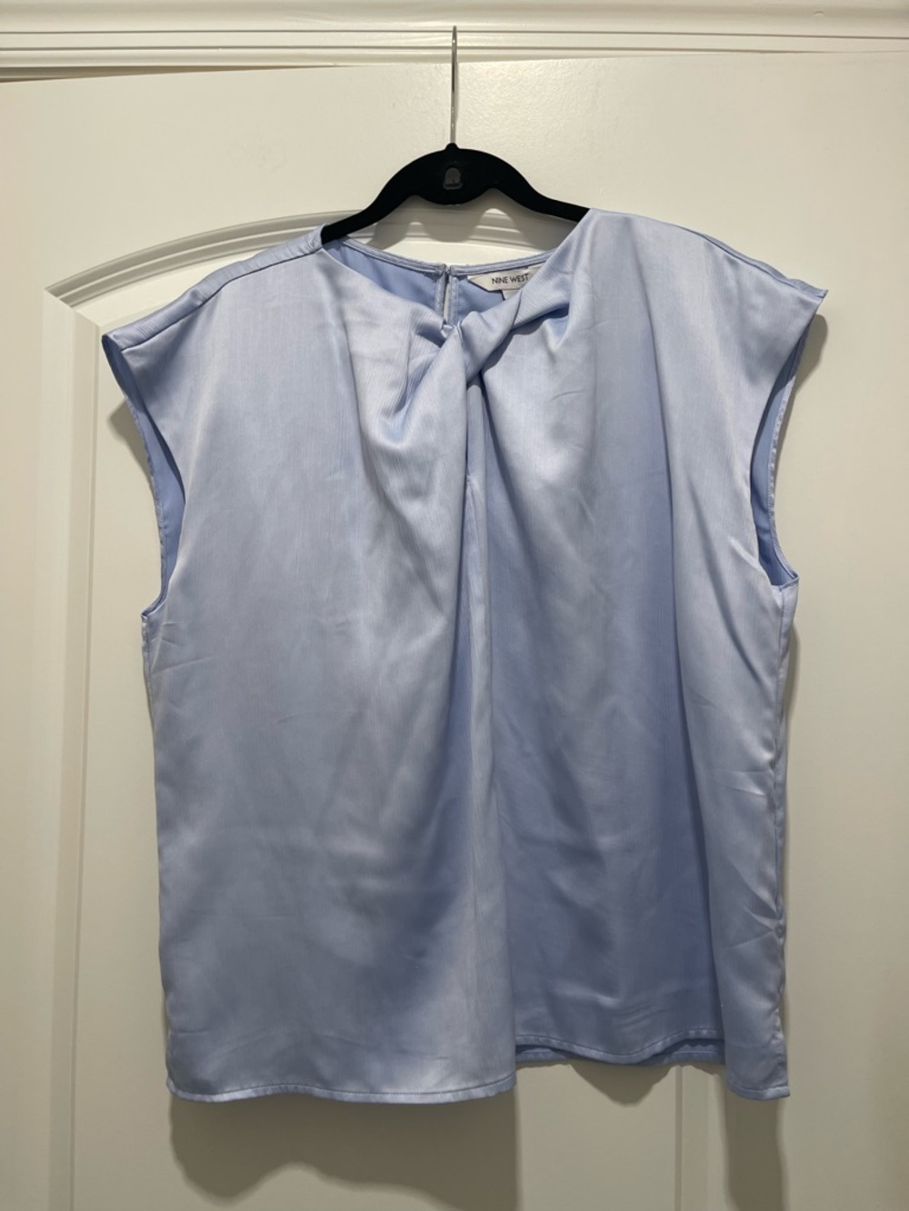 Nine West Pale Blue Twist-Front Sleeveless Blouse